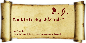 Martiniczky Júnó névjegykártya